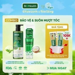 Combo Tóc Nhuộm Suôn Mượt & Bền Màu BioHealth (Dầu gội thảo mộc thiên nhiên 290ml + Dầu xả thảo mộc thiên nhiên 150ml) 3