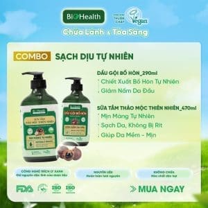 Combo Tắm Gội Thanh Lọc & Dịu Nhẹ BioHealth (Dầu Gội Bồ Hòn 290ml & Gel Tắm Rau Má 470ml) 12