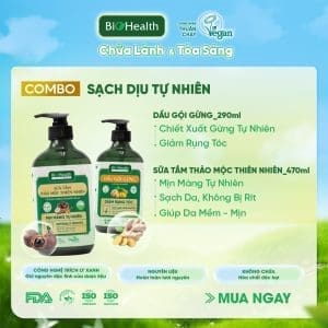 Combo Tắm Gội Thanh Lọc & Dịu Nhẹ BioHealth (Dầu Gội Bồ Hòn 290ml & Gel Tắm Rau Má 470ml) 13